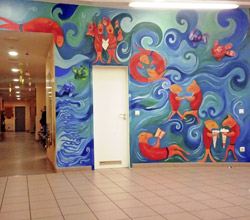 Wandgestaltung Foyer in der Kita Kunterbunt